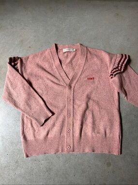 Kids’ Tiny Cottons Embroidered Pink Wool Cardigan Sweater